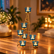 VON CASA Turquoise 7 Votive Tree T- Light Holder