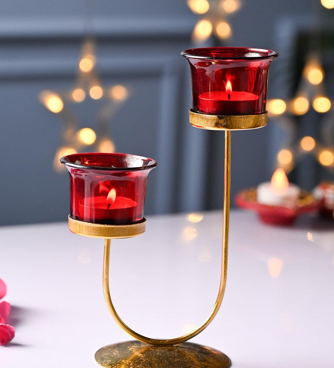 VON CASA Red 2 Votive Tea- Light Holder - MARKET99