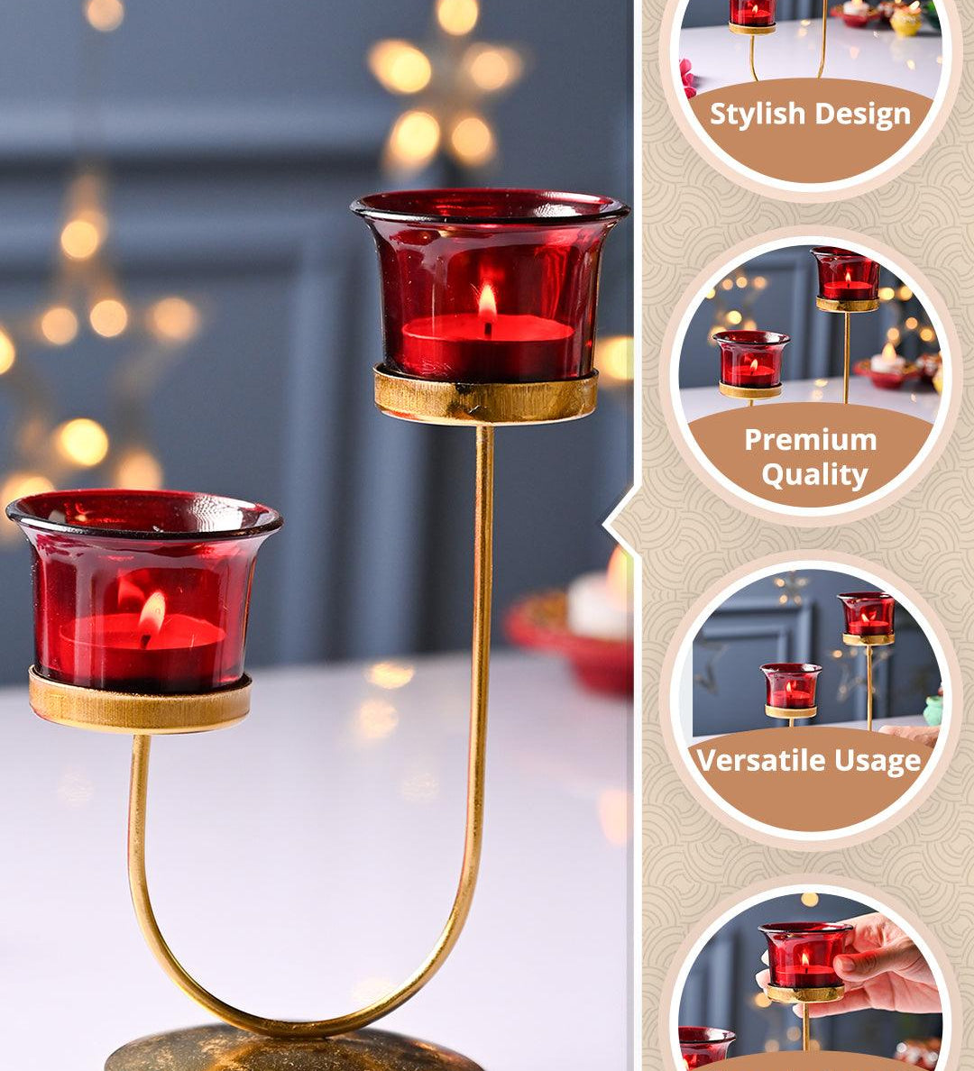 VON CASA Red 2 Votive Tea- Light Holder - MARKET99