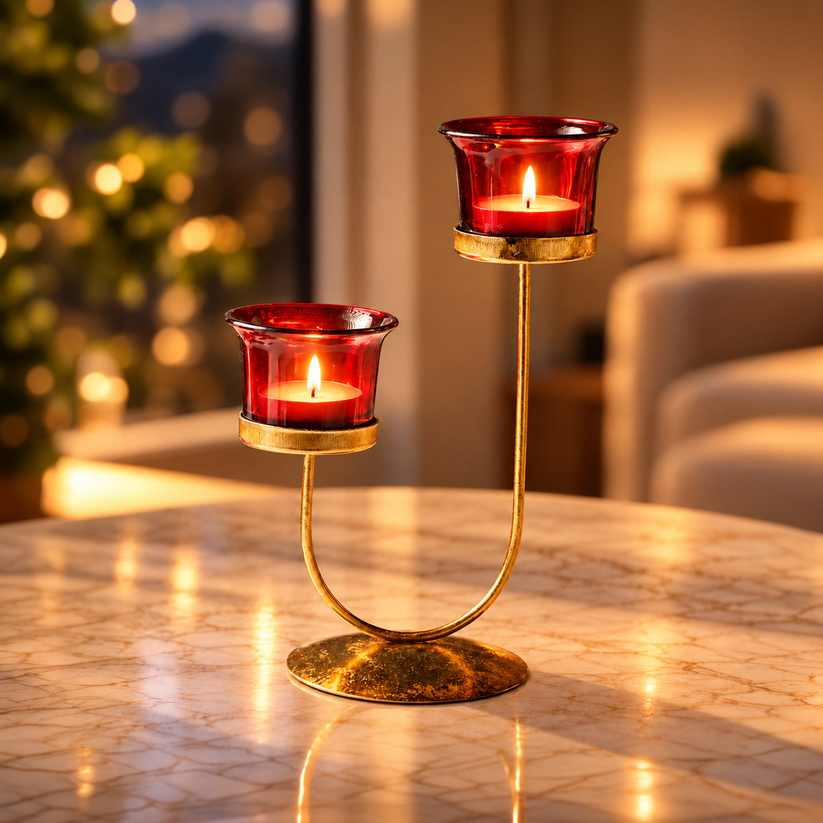 VON CASA Red 2 Votive Tea- Light Holder
