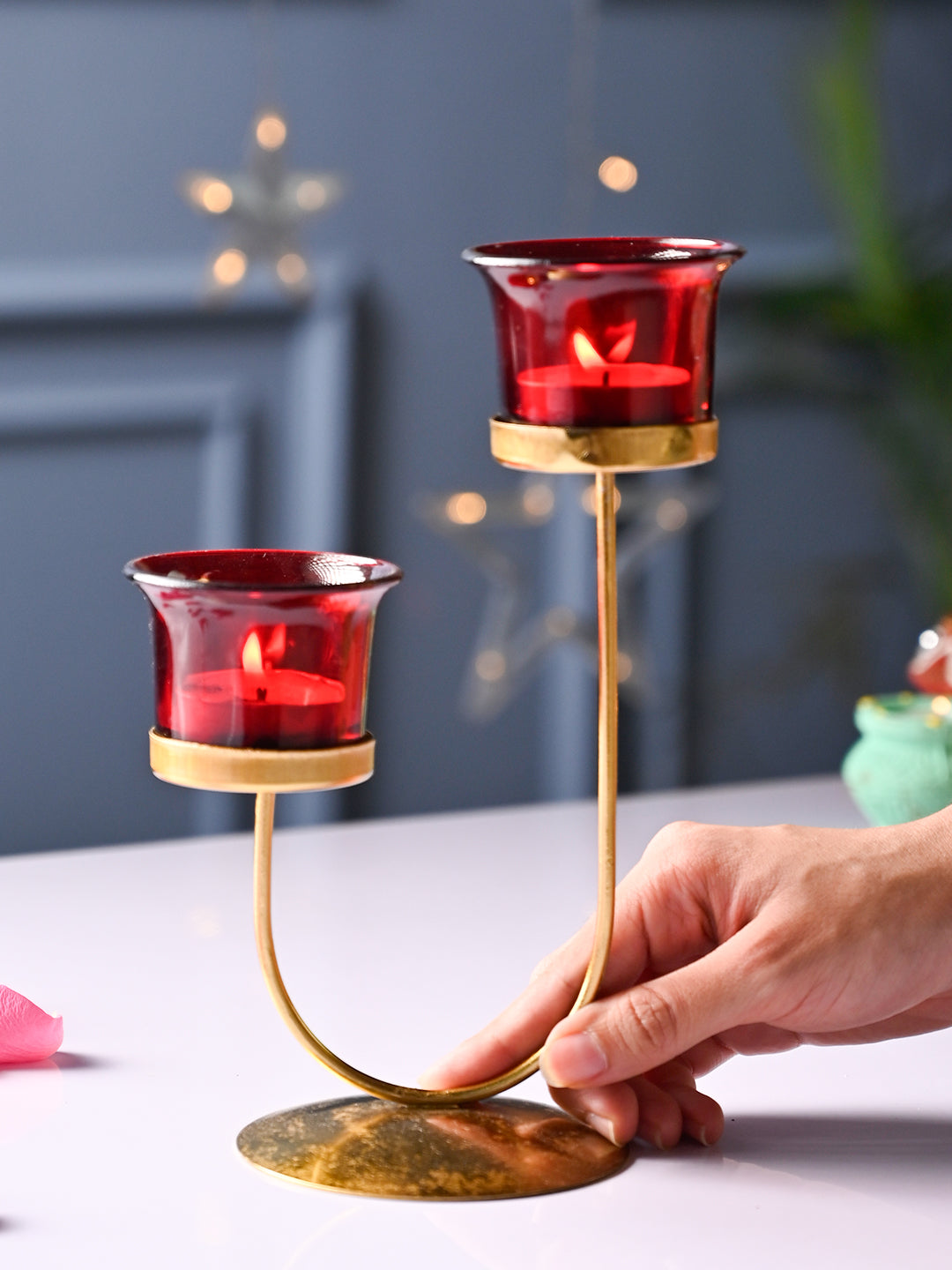 VON CASA Red 2 Votive Tea- Light Holder - MARKET99