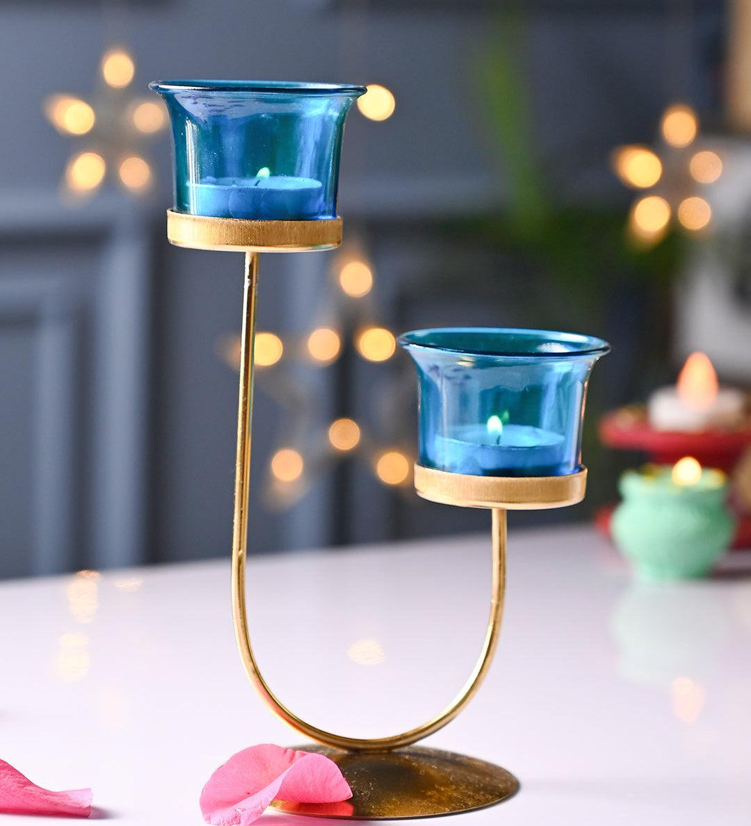VON CASA Turquoise 2 Votive T- Light Holder - MARKET99
