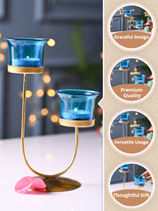 VON CASA Turquoise 2 Votive T- Light Holder - MARKET99