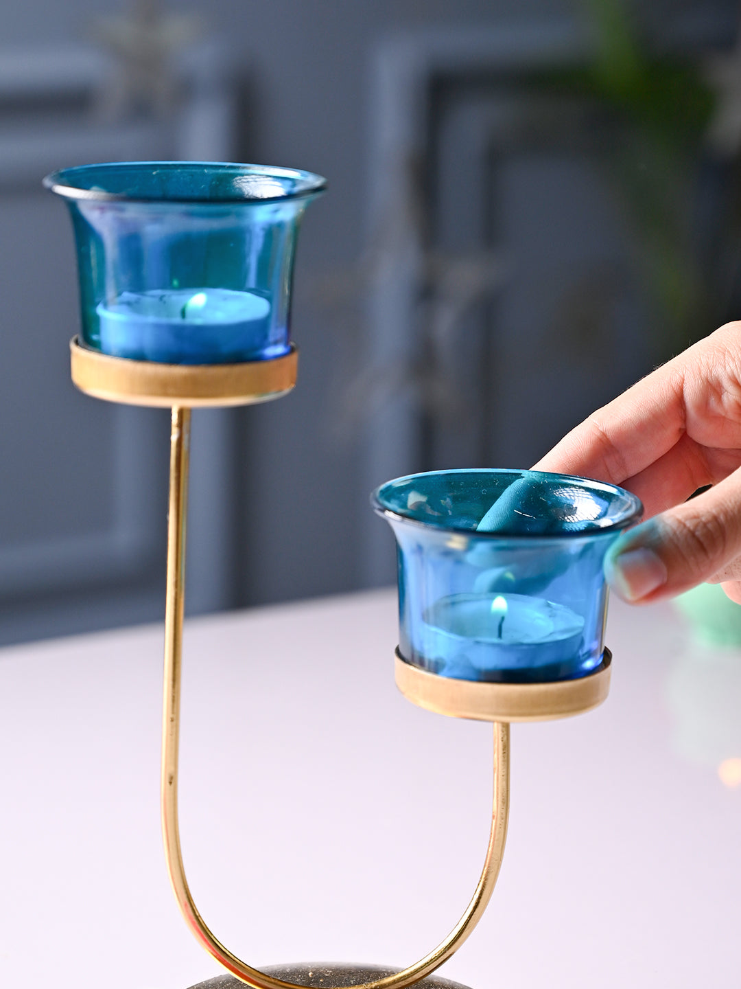 VON CASA Turquoise 2 Votive T- Light Holder - MARKET99