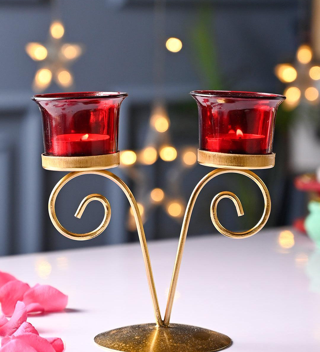 VON CASA Red 2 Votive T- Light Holder - MARKET99