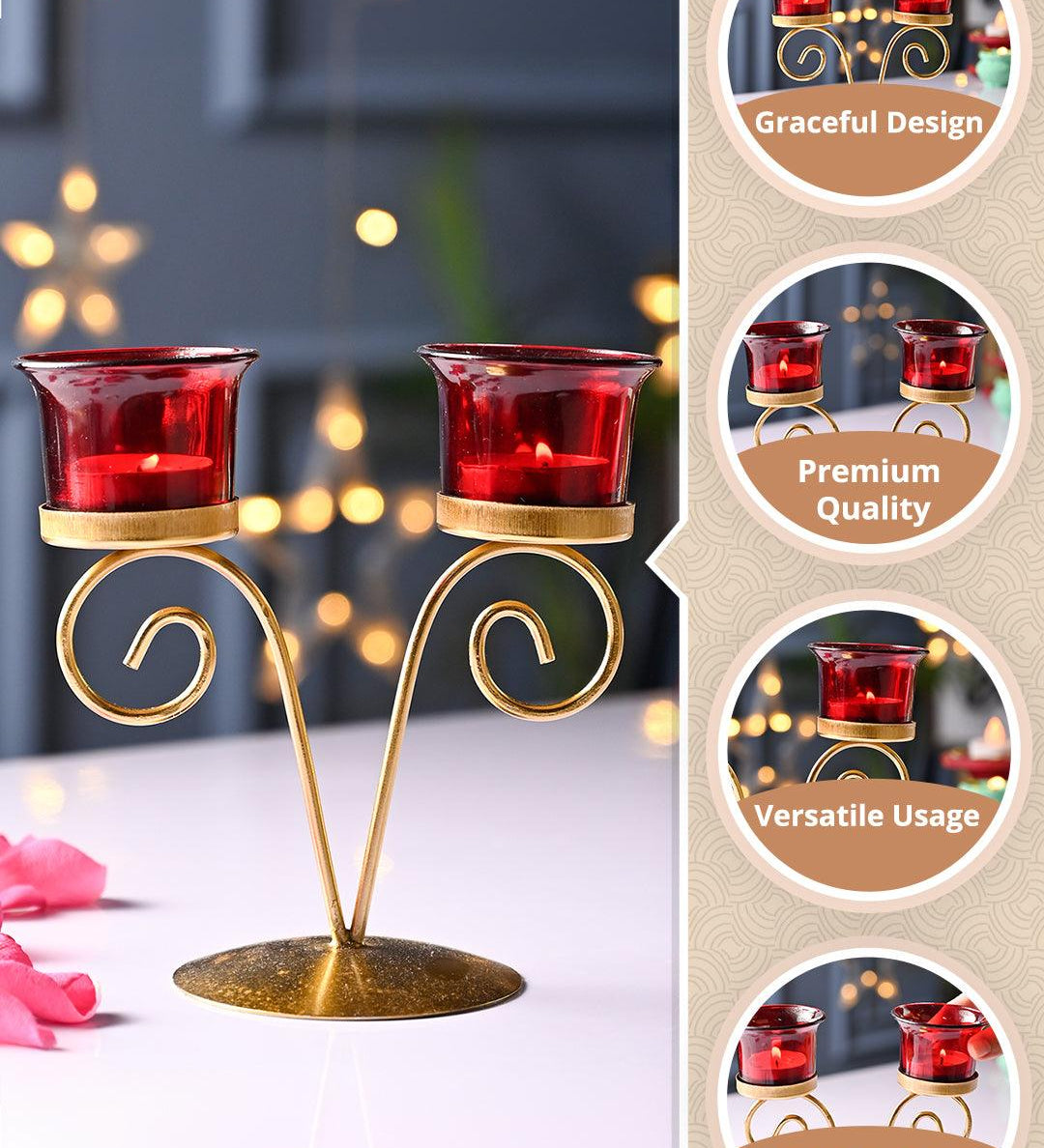 VON CASA Red 2 Votive T- Light Holder - MARKET99