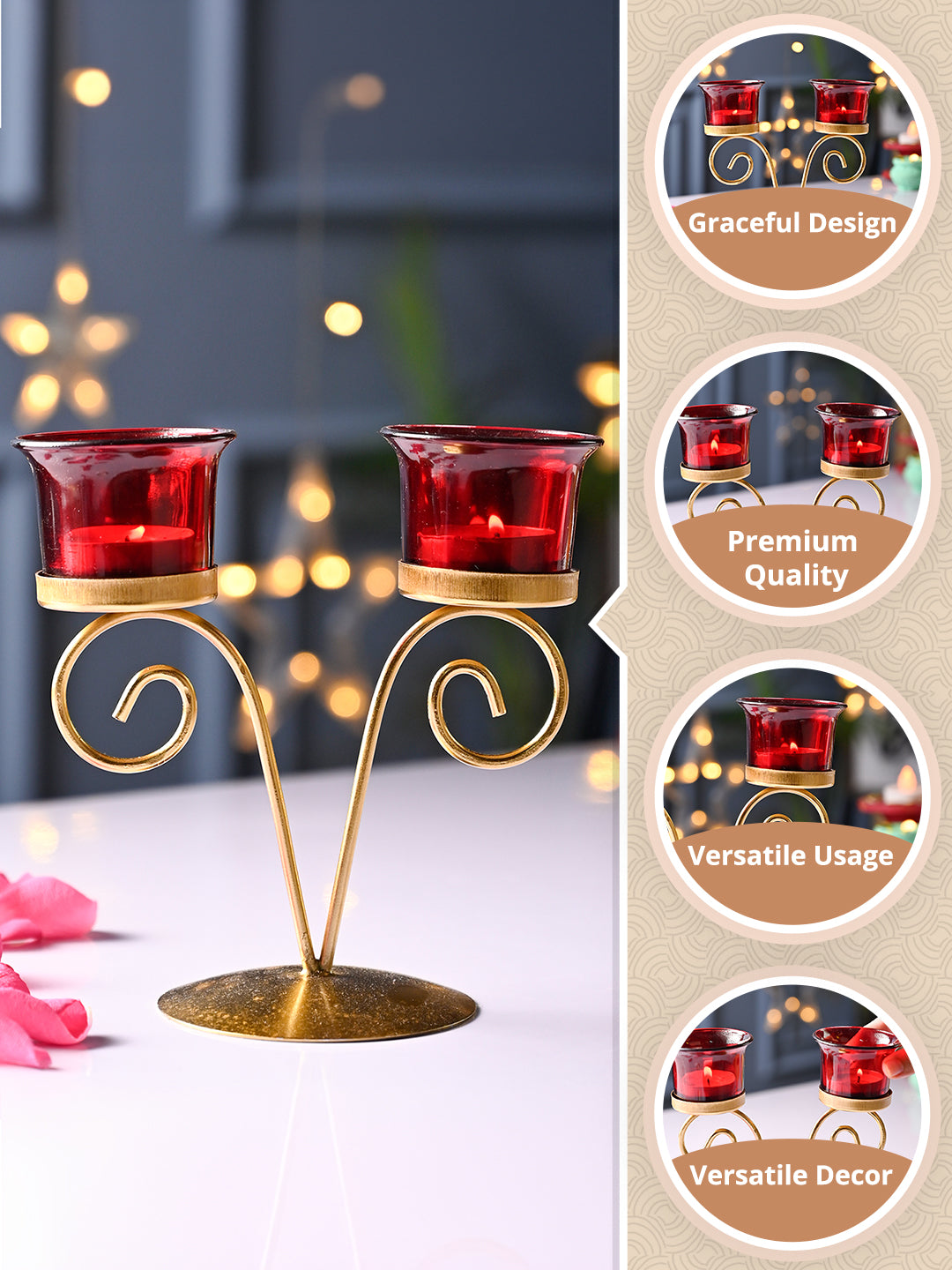 VON CASA Red 2 Votive T- Light Holder - MARKET99