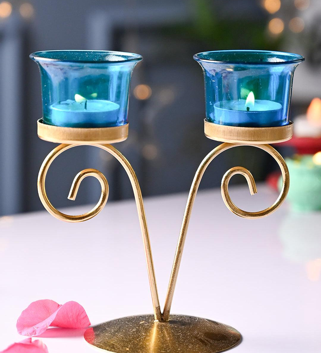 VON CASA Turquoise 2 Votive Tea- Light Holder - MARKET99