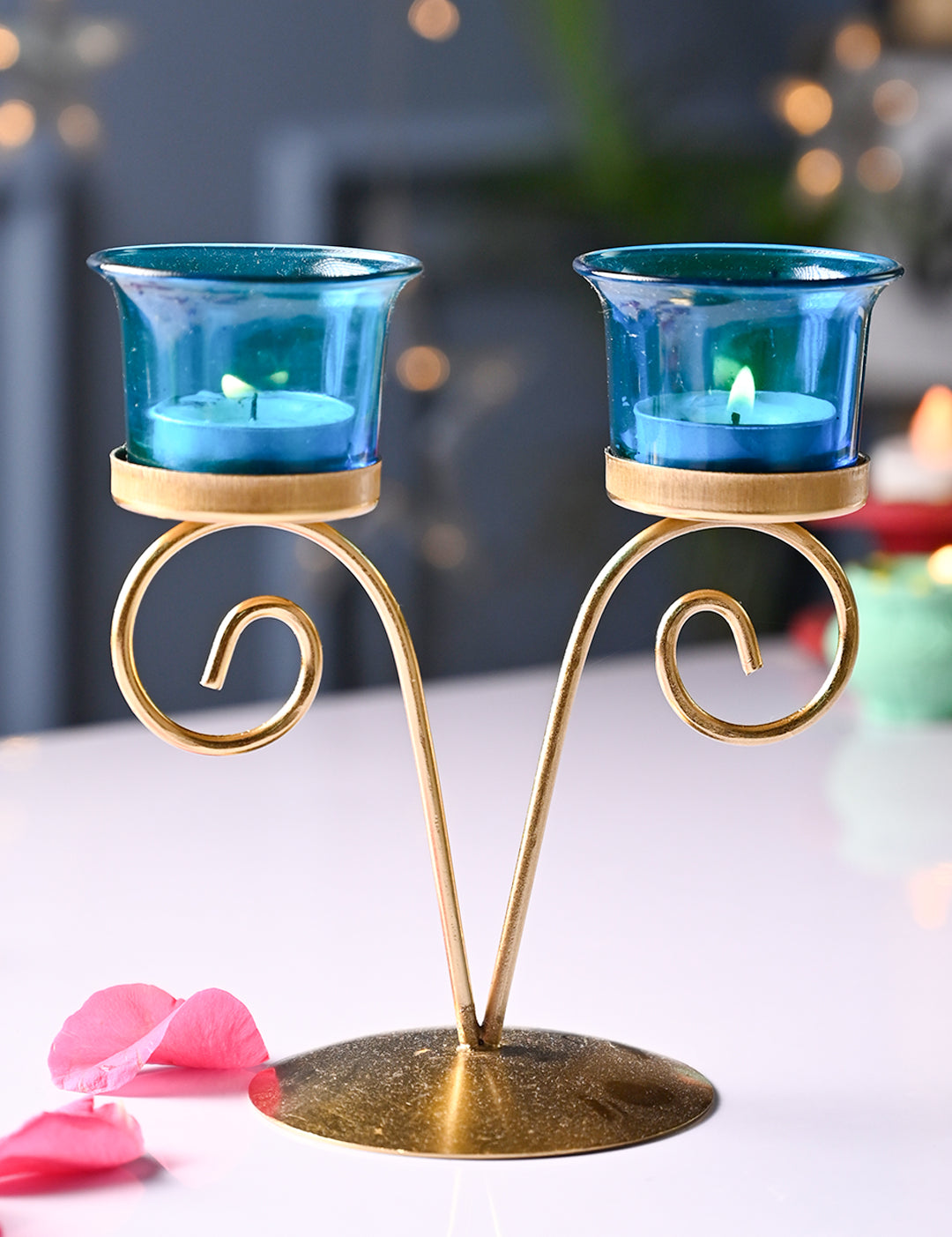 VON CASA Turquoise 2 Votive Tea- Light Holder - MARKET99