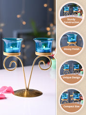 VON CASA Turquoise 2 Votive Tea- Light Holder - MARKET99