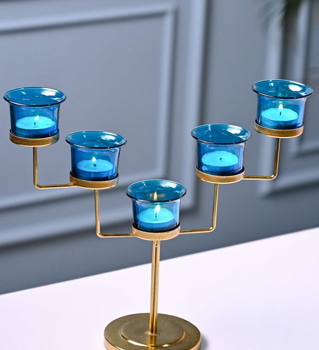 VON CASA Turquoise 5 Votive T- Light Holder - MARKET99