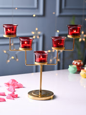 VON CASA Red 5 Votive T- Light Holder - MARKET99