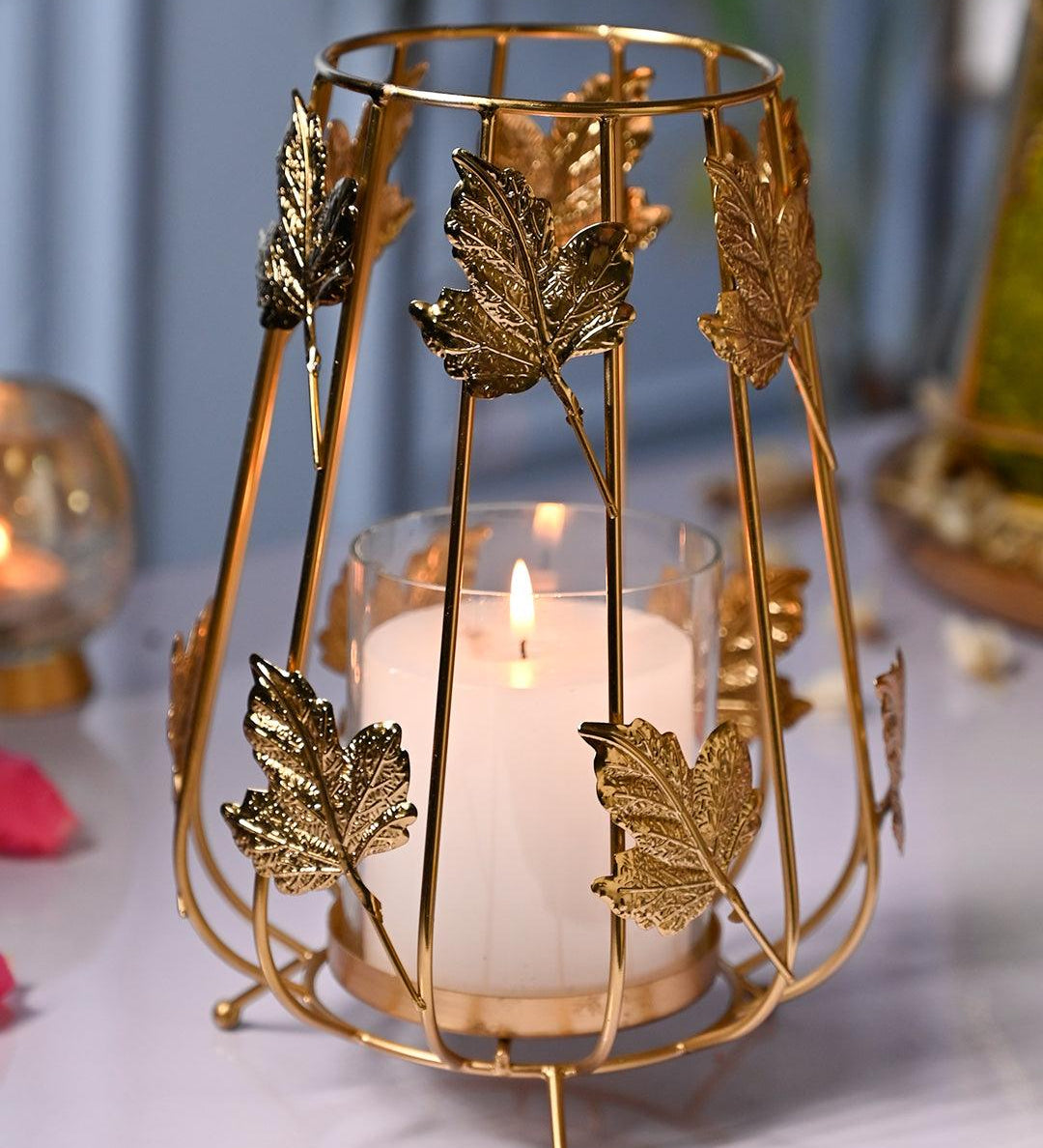 VON CASA Glass Votive Holder with Metal Basket - MARKET99