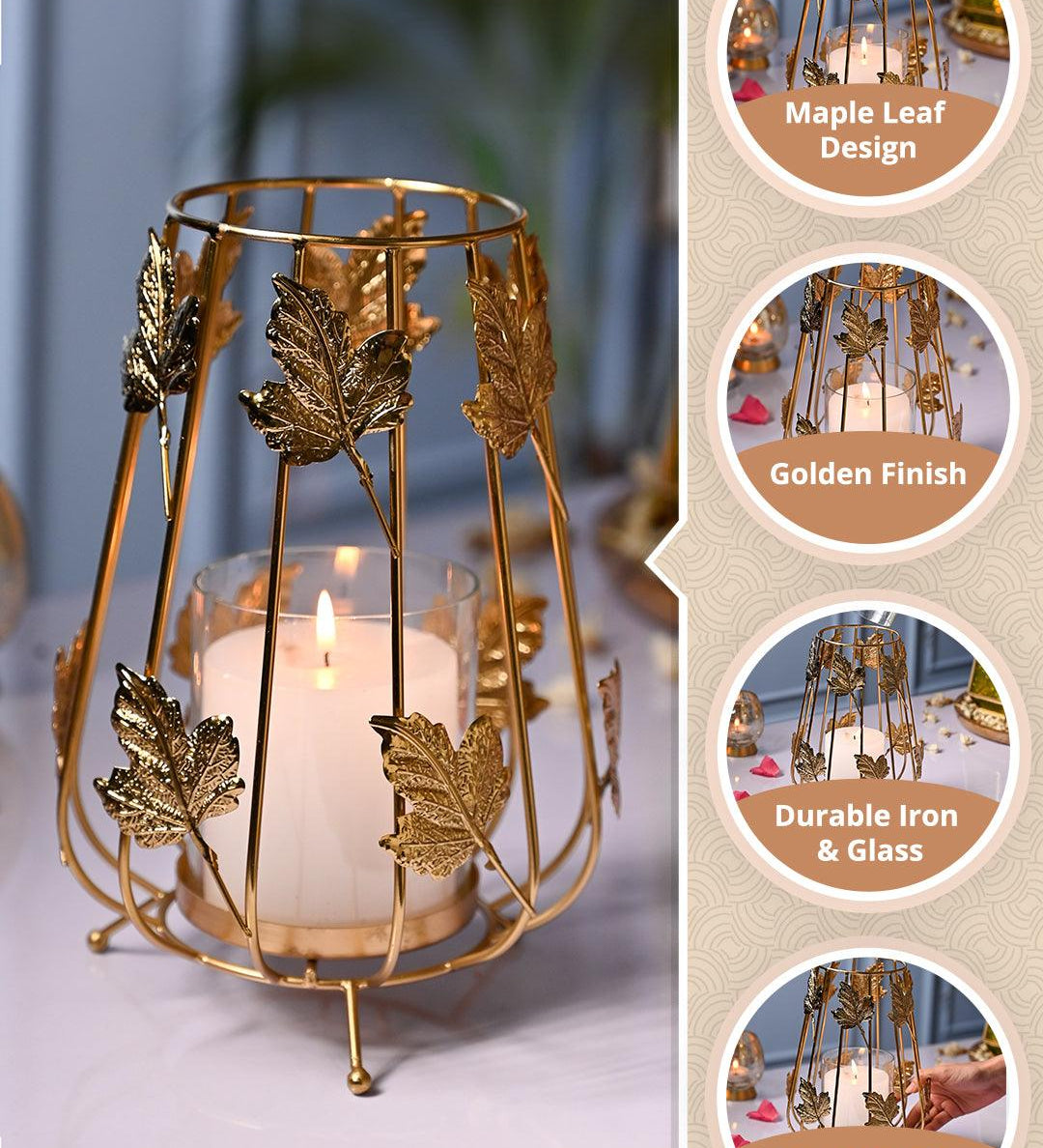 VON CASA Glass Votive Holder with Metal Basket - MARKET99