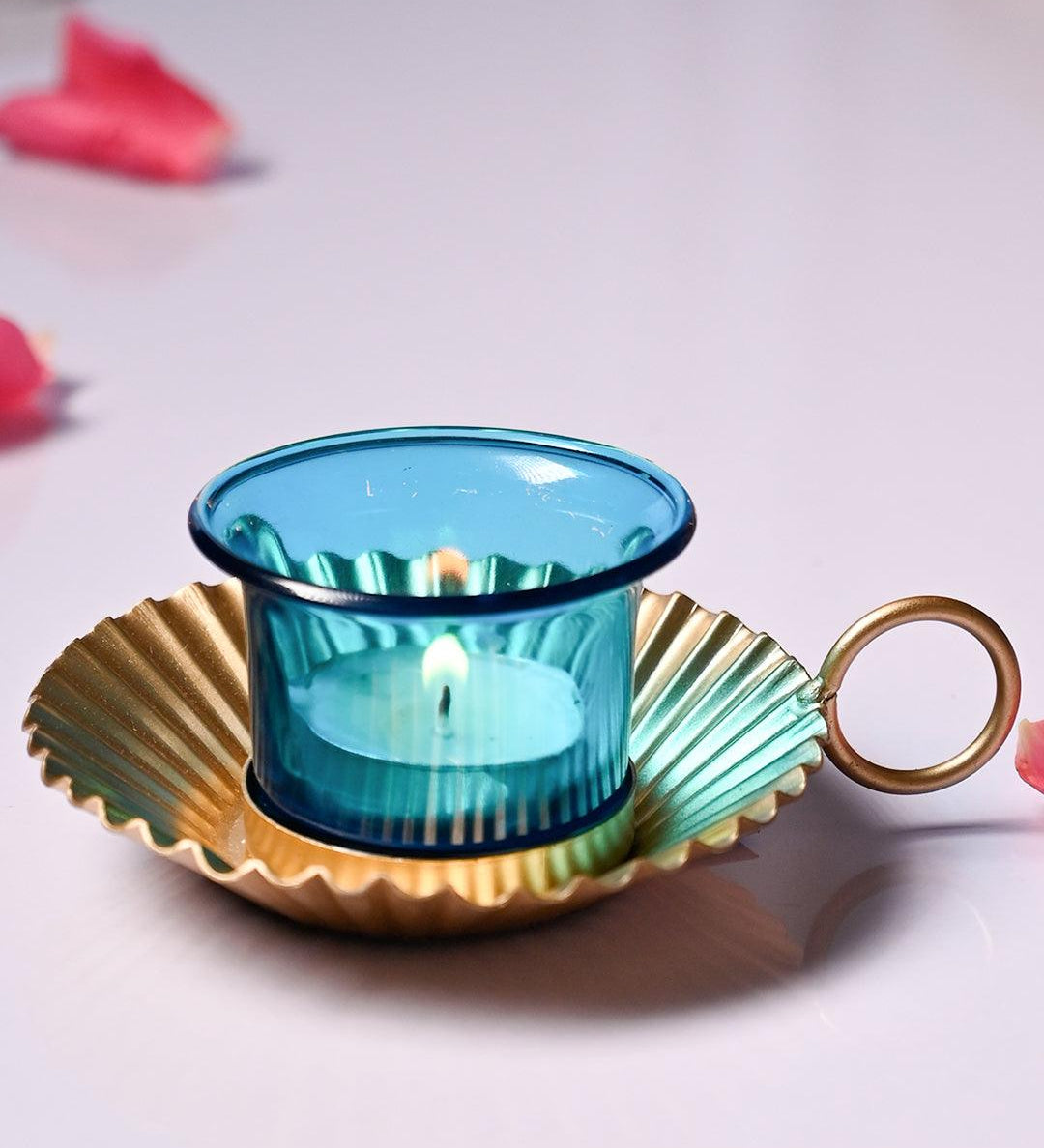 VON CASA Tea-Light Holder Set Of 2 - Turquoise - MARKET99