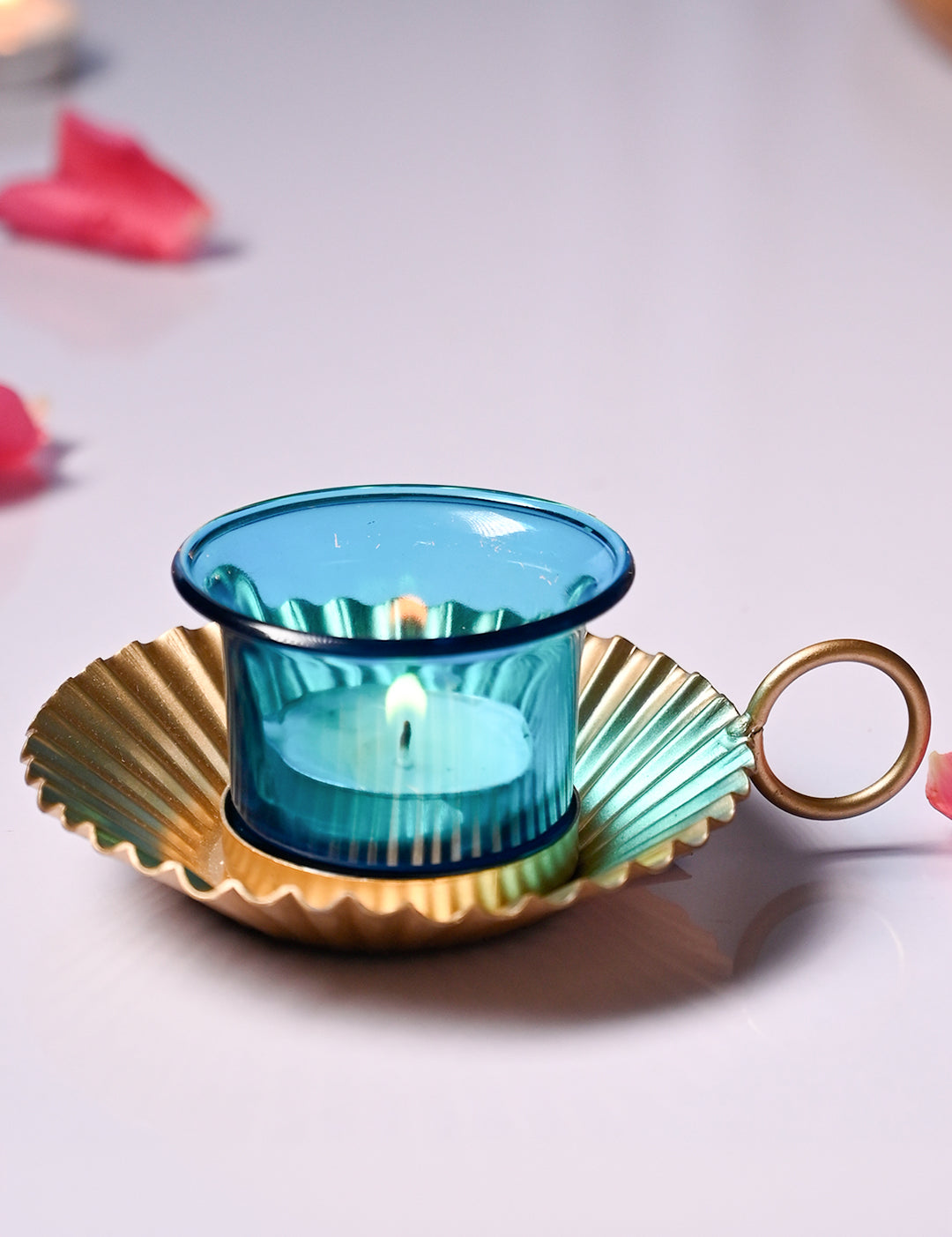 VON CASA Tea-Light Holder Set Of 2 - Turquoise - MARKET99