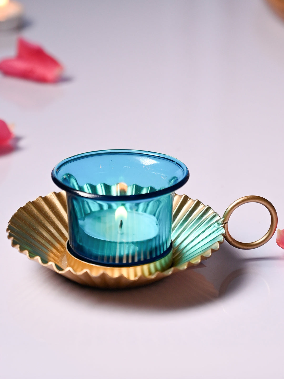 VON CASA Tea-Light Holder Set Of 2 - Turquoise - MARKET99