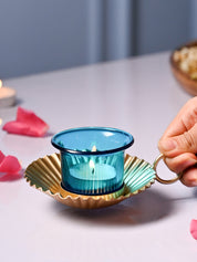 VON CASA Tea-Light Holder Set Of 2 - Turquoise - MARKET99