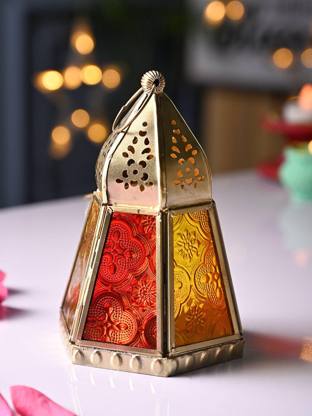 VON CASA Golden Hanging Lantern Frustum Shape - MARKET99