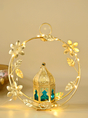 VON CASA Golden Iron Wreath Lantern