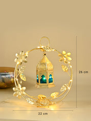 VON CASA Golden Iron Wreath Lantern