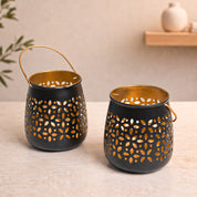 MARKET99 Black Hanging Tealight Holder Set Of 2
