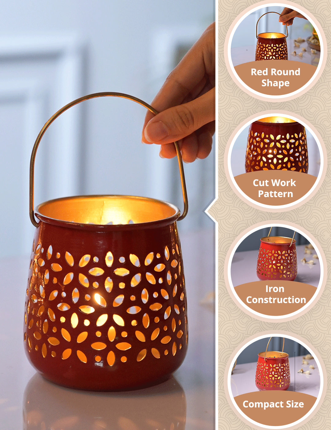 MARKET99 Red Hanging Tea Light Holder Set Of 2 - MARKET99