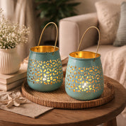 MARKET99 Skyblue Hanging Tealight Holder Set Of 2