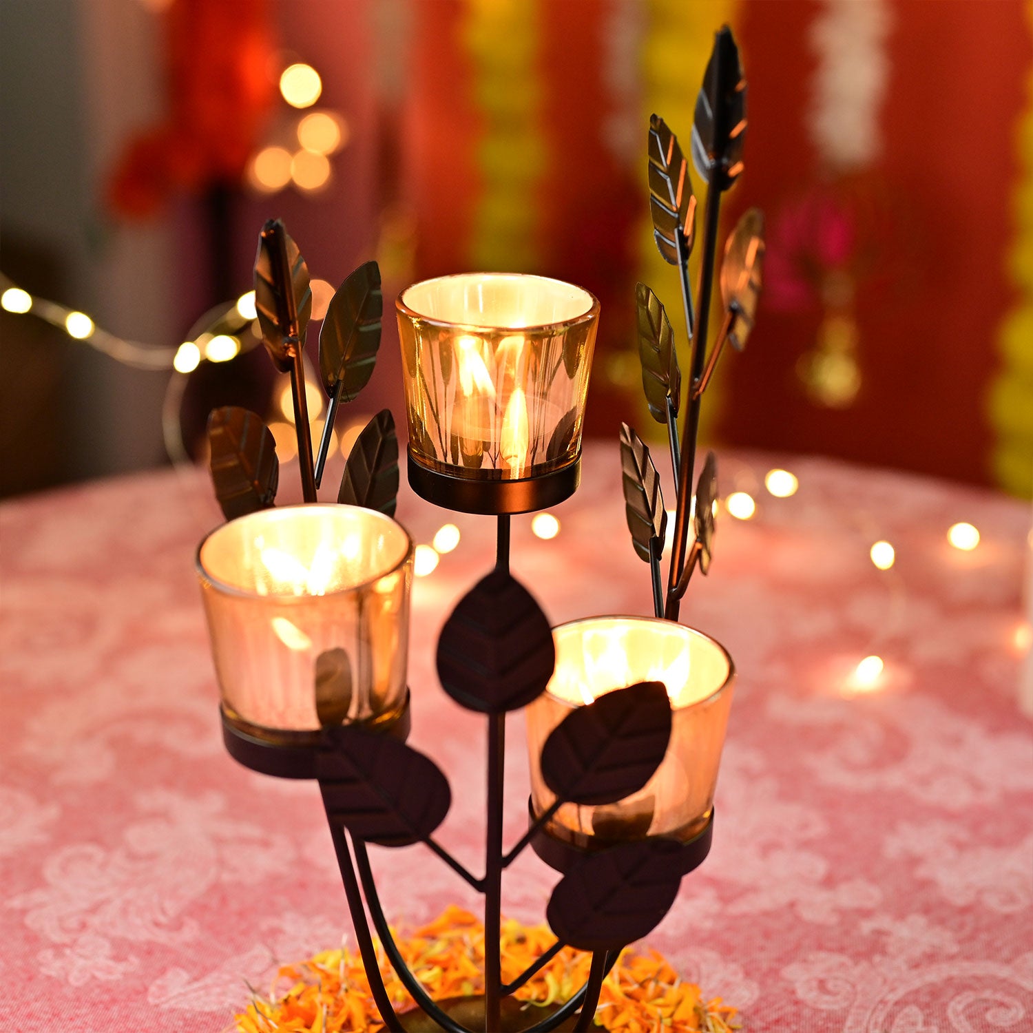 VON CASA Black 3 Votive Tree Tealight Holder