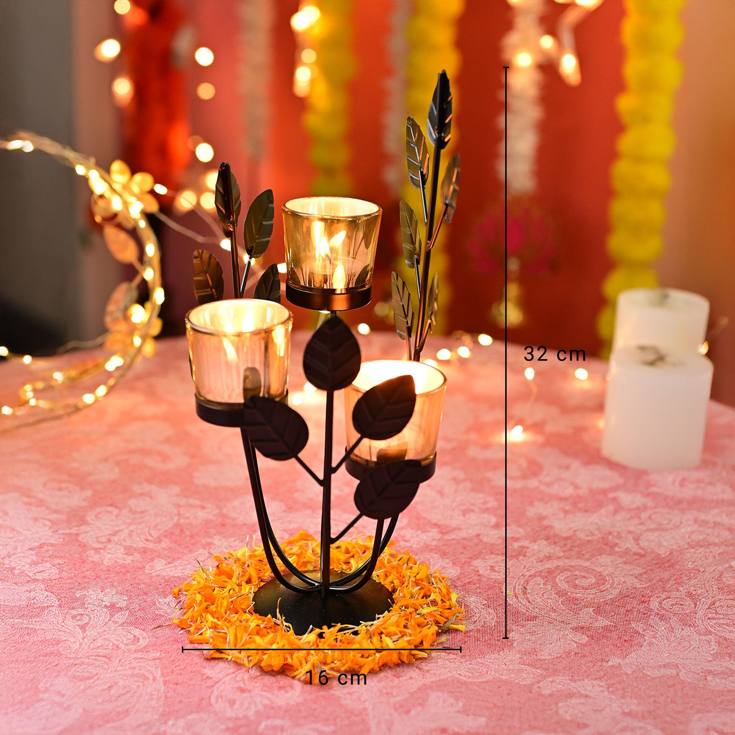 VON CASA Black 3 Votive Tree Tealight Holder