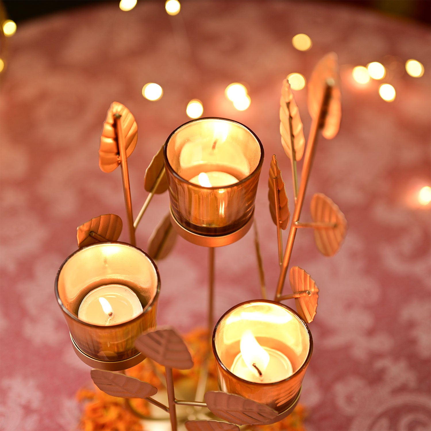 VON CASA Golden 3 Votive Tree Tea Light Holder