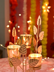 VON CASA Golden 3 Votive Tree Tea Light Holder