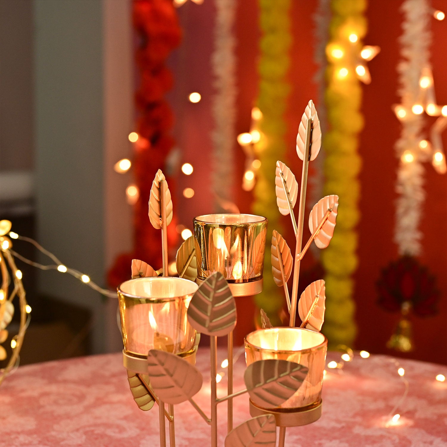 VON CASA Golden 3 Votive Tree Tea Light Holder
