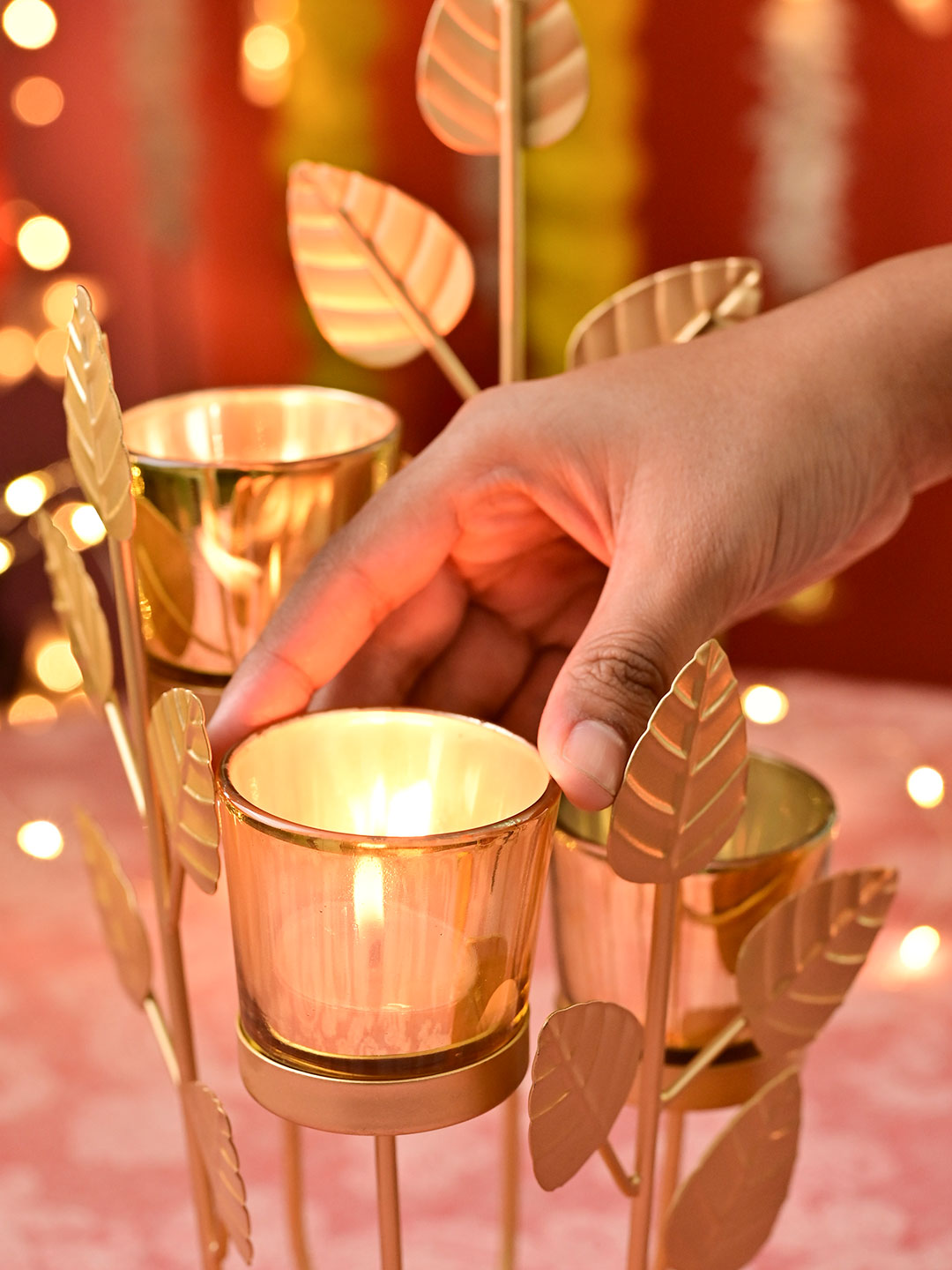 VON CASA Golden 3 Votive Tree Tea Light Holder