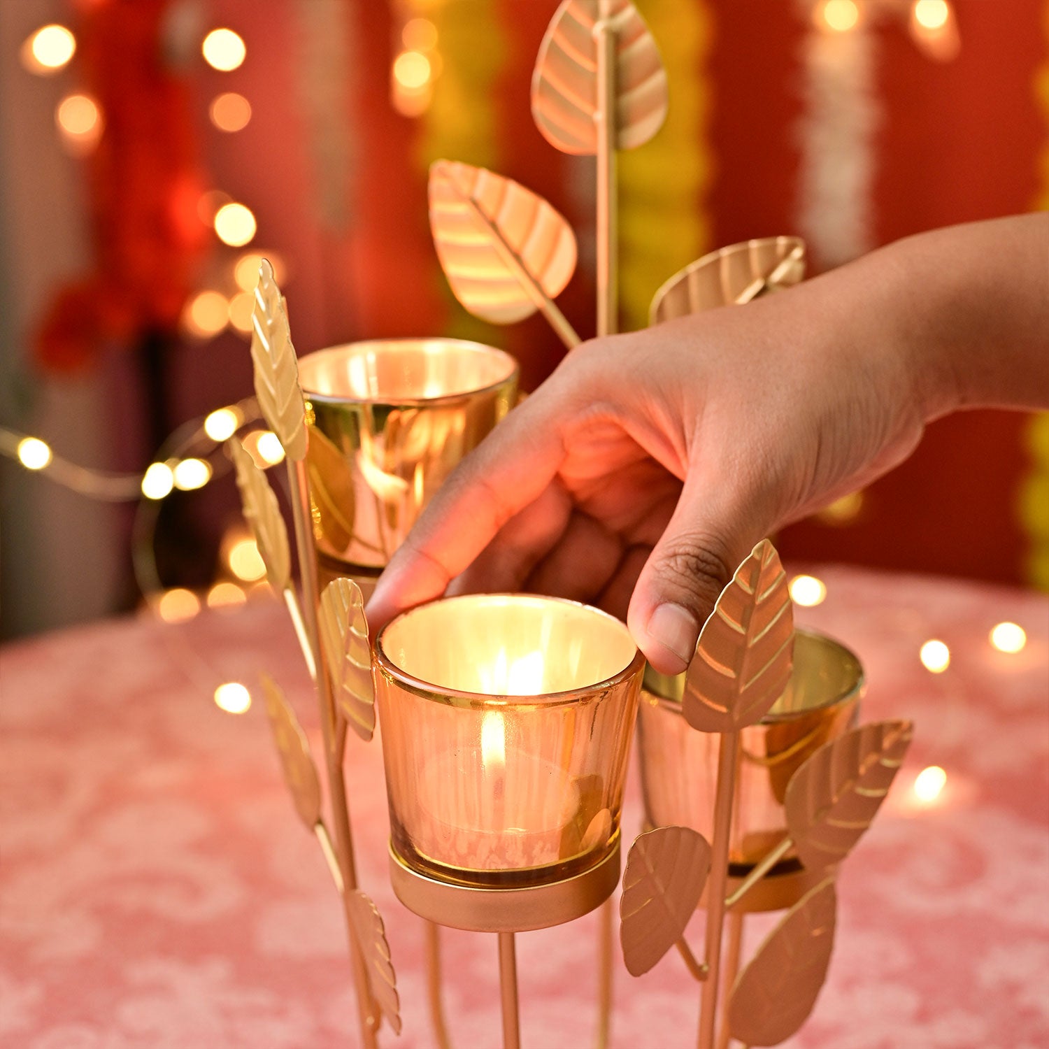 VON CASA Golden 3 Votive Tree Tea Light Holder