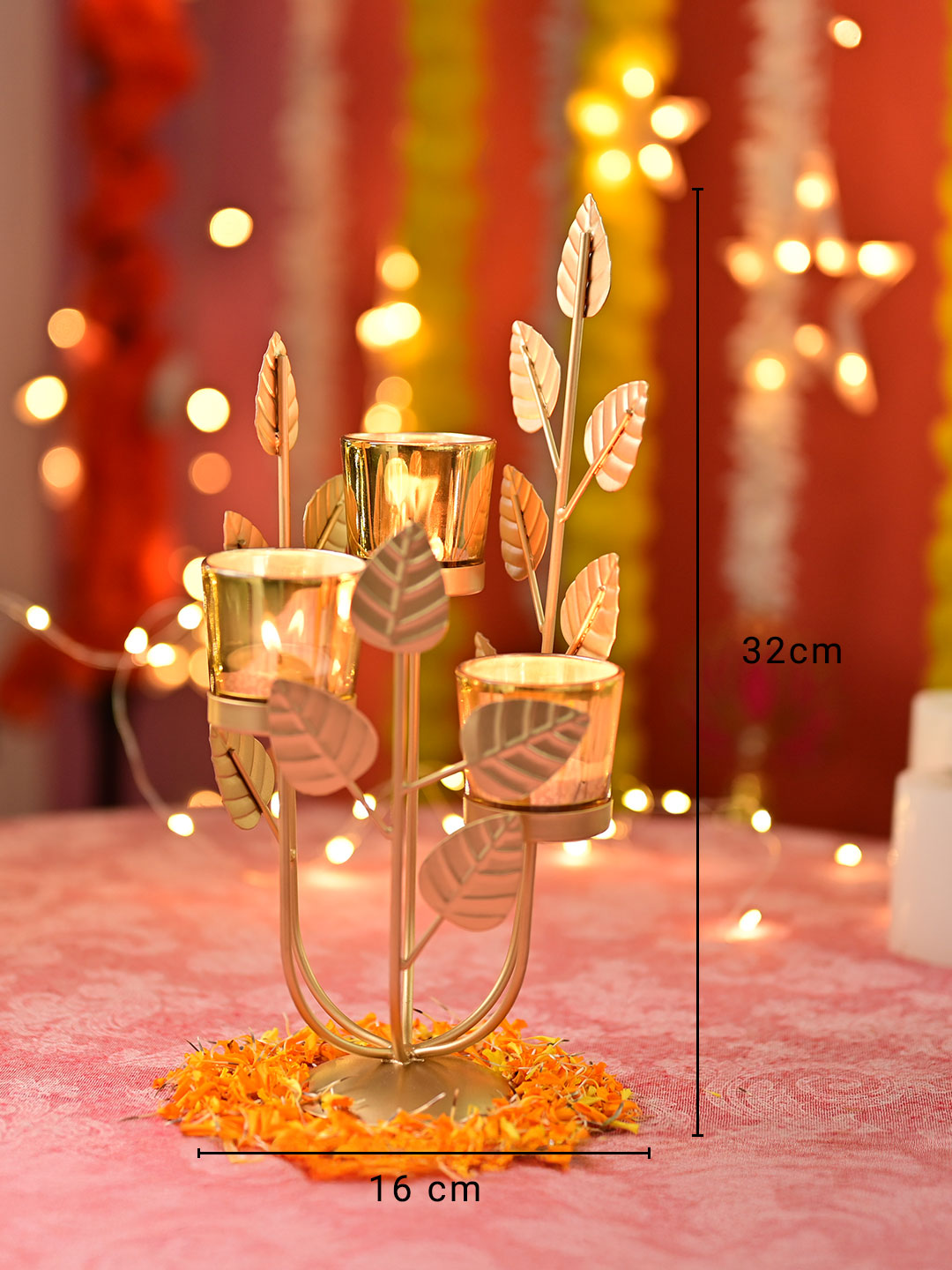 VON CASA Golden 3 Votive Tree Tea Light Holder