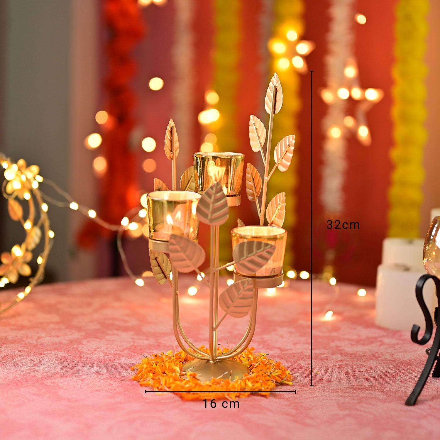 VON CASA Golden 3 Votive Tree Tea Light Holder