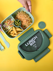 Fresh Green Lunch Set: 1 Spoon, 1 Fork & 1 Box - MARKET99