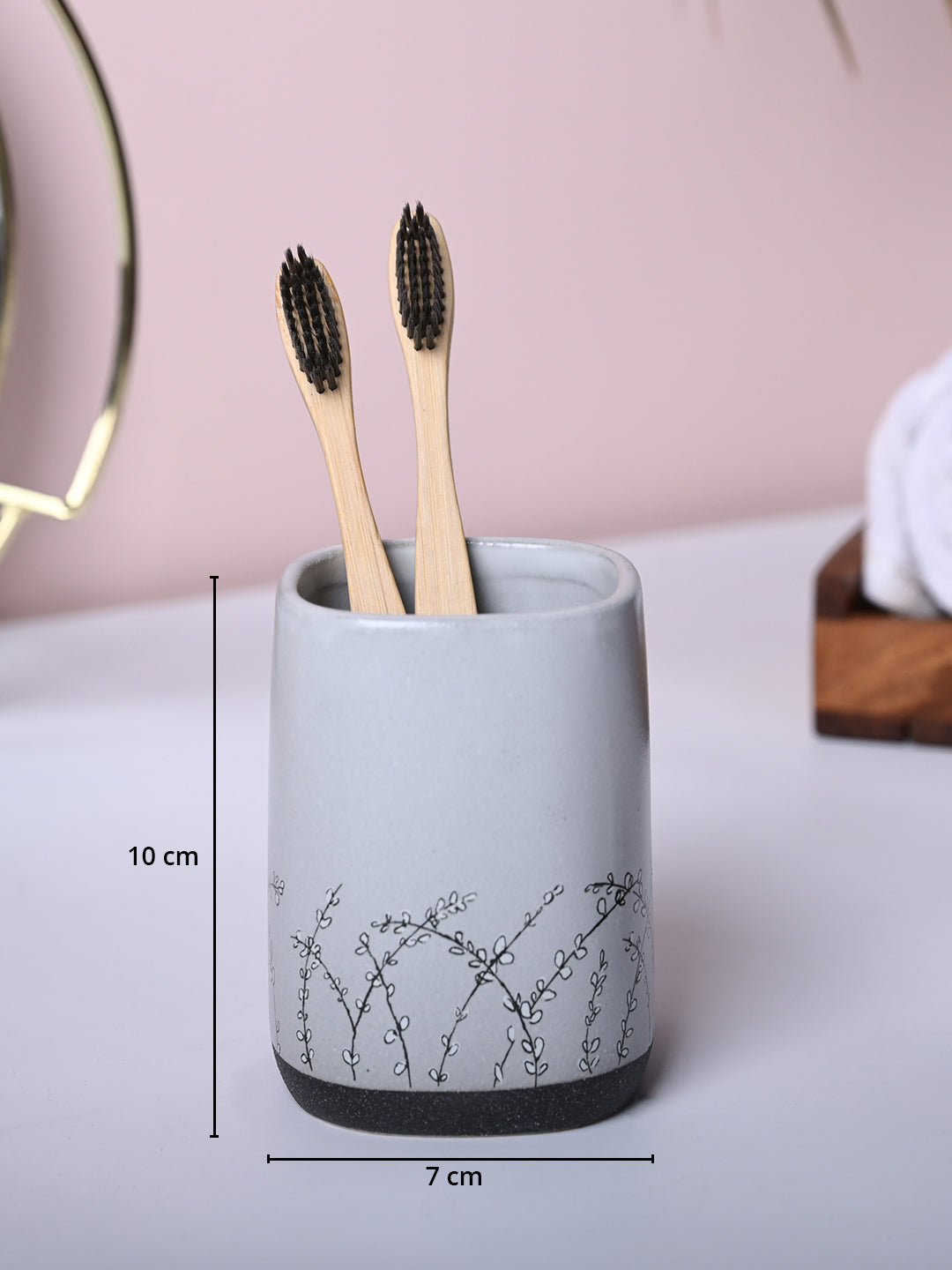 Grey Ceramic Bathroom Essentials - Cylindrical, Square, and Rectangular Shapes - MARKET99