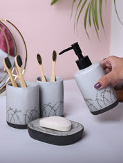 Grey Ceramic Bathroom Essentials - Cylindrical, Square, and Rectangular Shapes - MARKET99