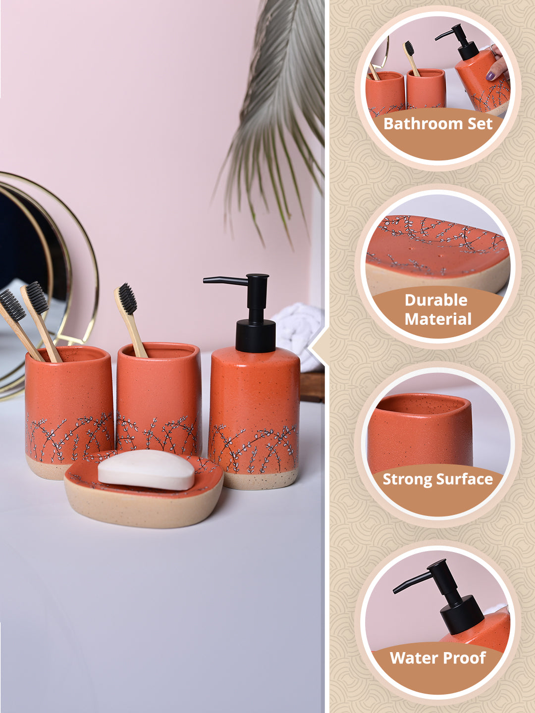 Orange Ceramic Bathroom Collection - Cylindrical, Square, and Rectangular Shapes - MARKET99