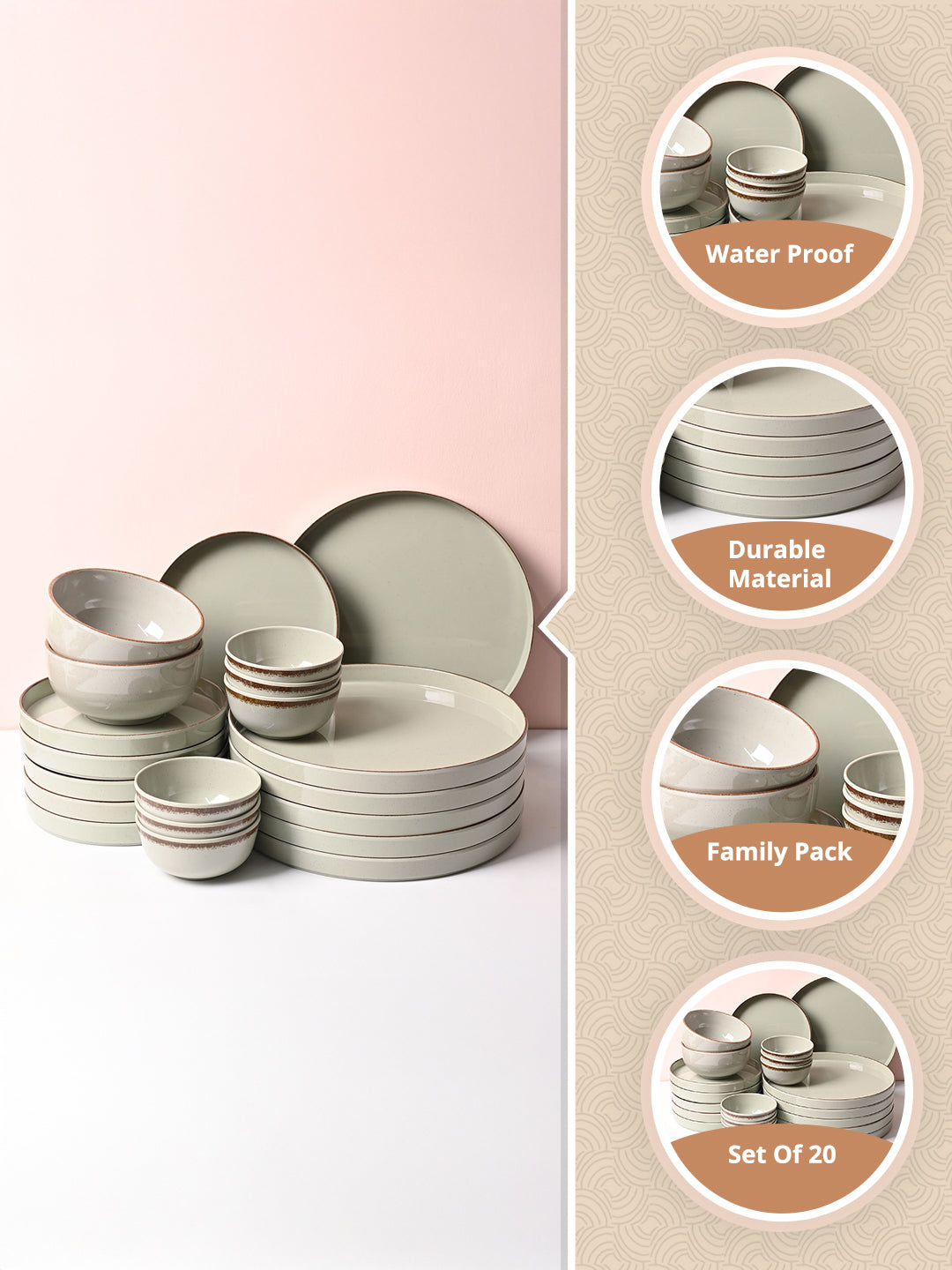 Market99  Rusty Green Plato Dinner Set - 20 Pcs