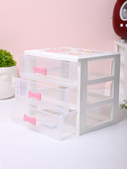 Small Desk 3-Layer Drawer, Love Cat Print - MARKET99