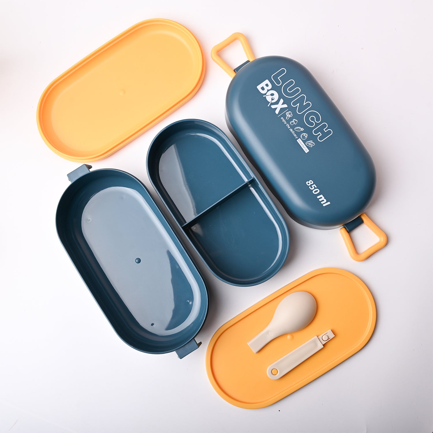 Blue Lunch Box with Spoon (850ml)