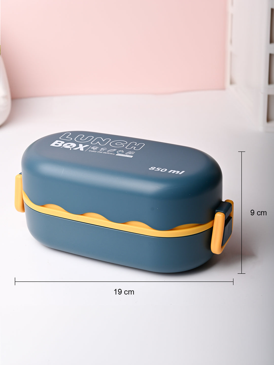 Blue Lunch Box with Spoon (850ml) - MARKET99