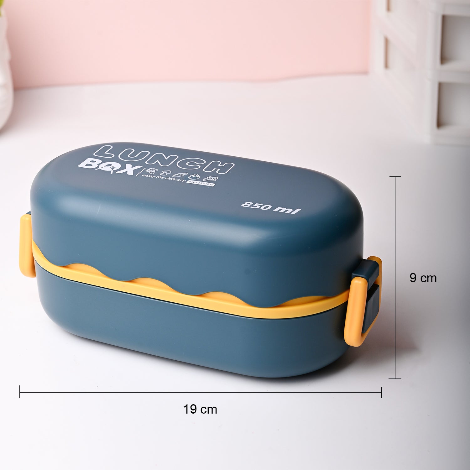 Blue Lunch Box with Spoon (850ml)