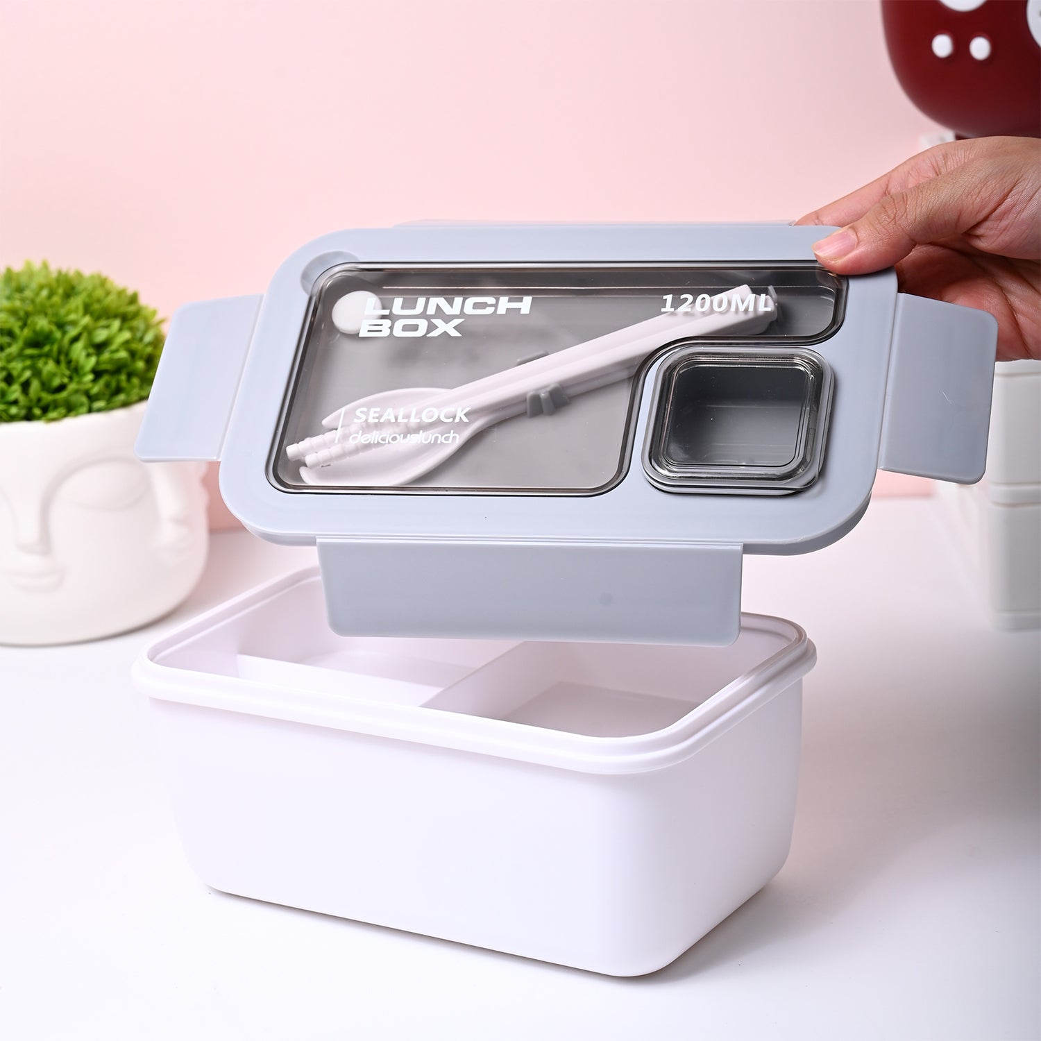 Grey Lunch Box Set (1200ml + 40ml)