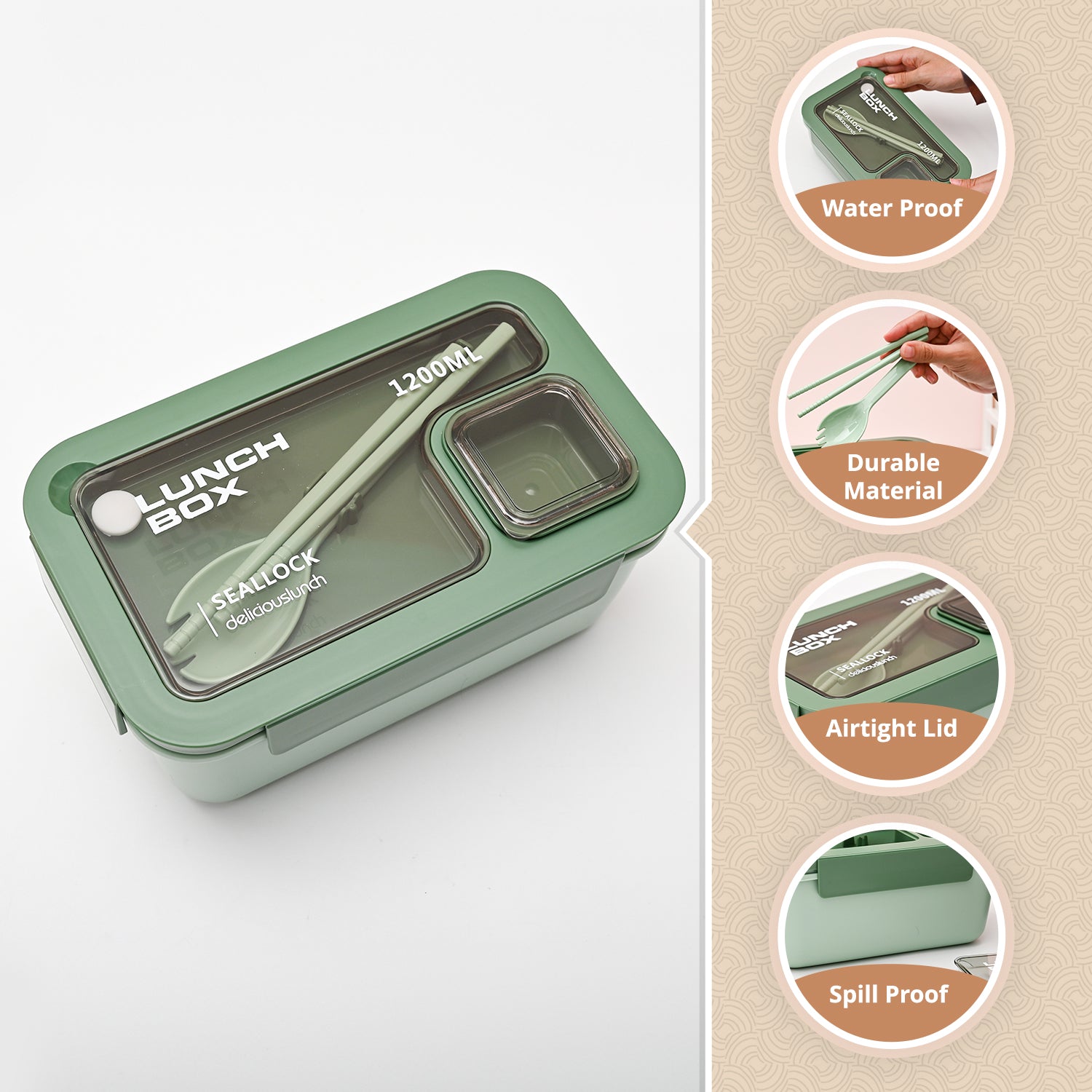 Green Lunch Box Set (1200ml + 40ml)