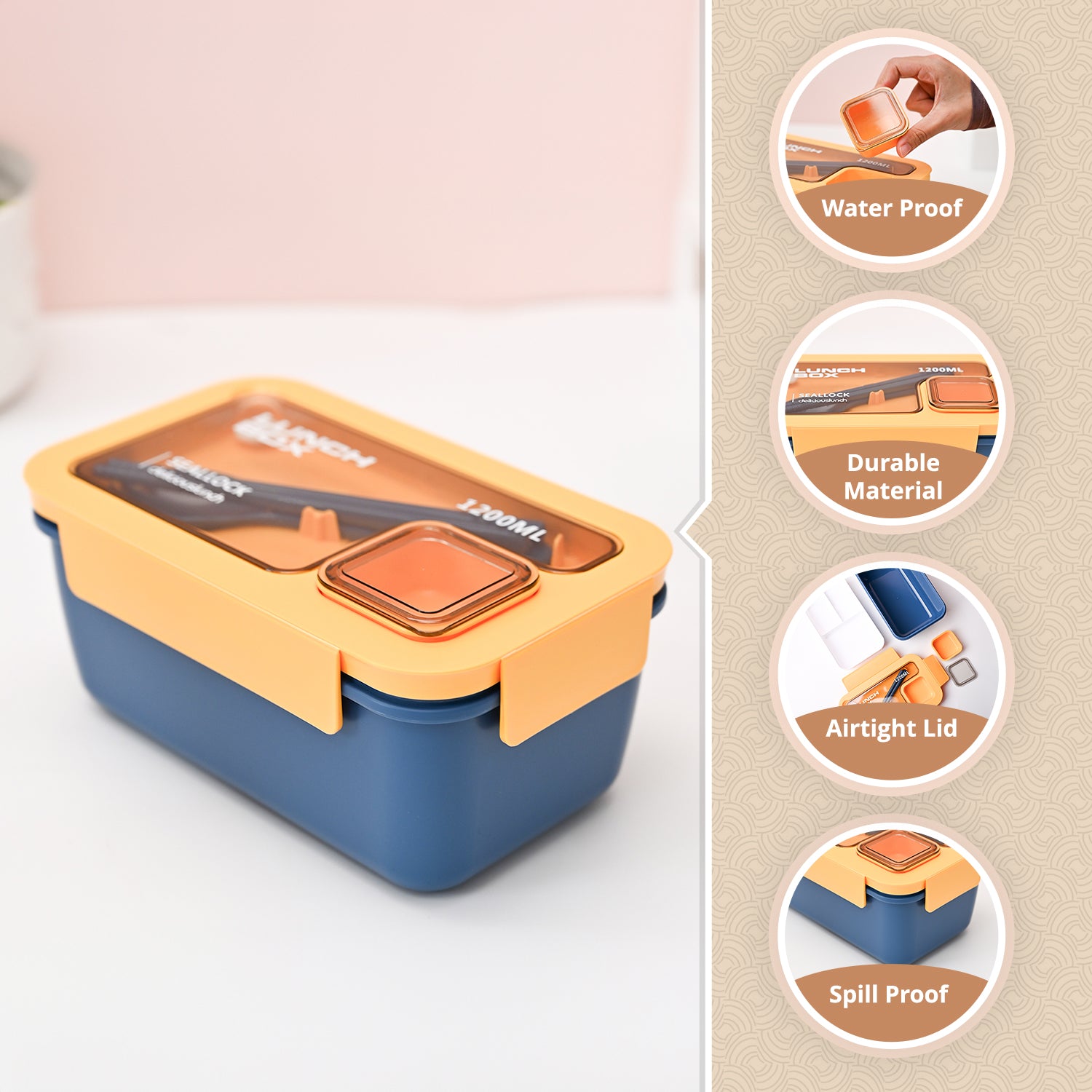 Yellow & Blue Lunch Box Set (1200ml + 40ml)