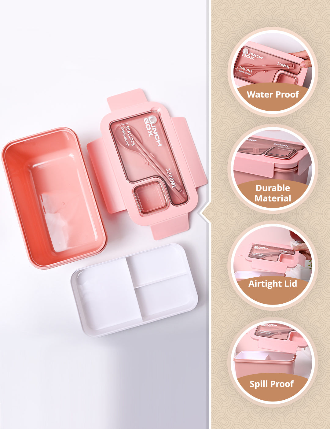 Pink Lunch Box Set (1200ml + 40ml) - MARKET99